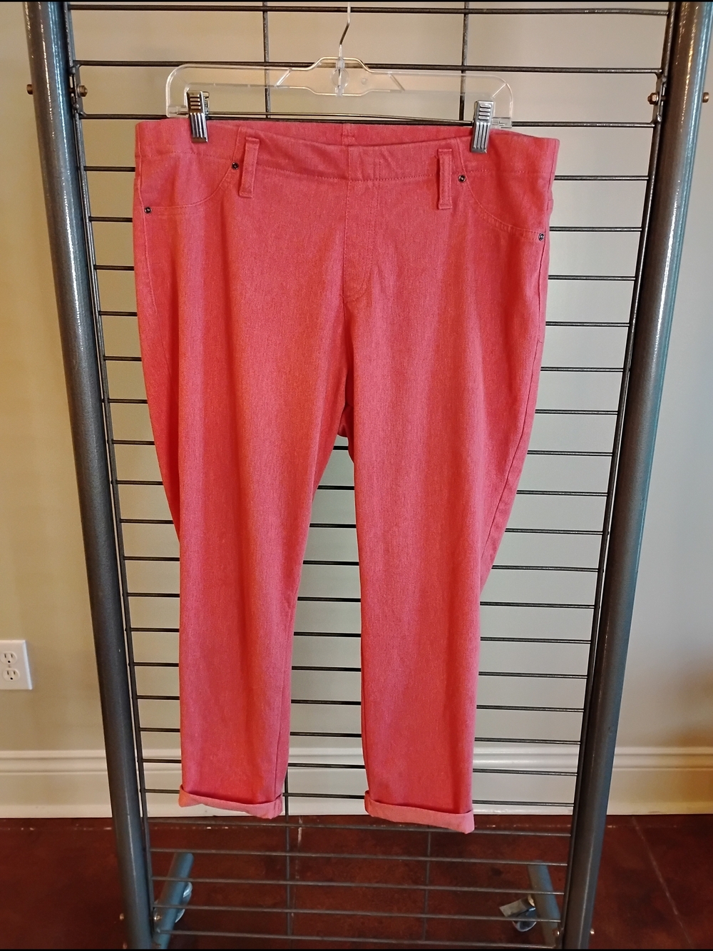 Time and Tru Bright Coral Straight-Leg Pants